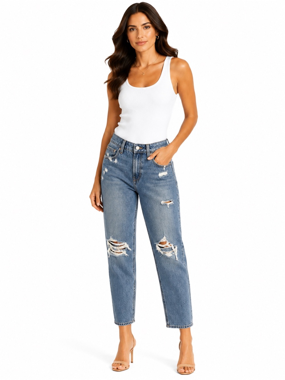refuge Distressed Boyfriend Jeans | 3 | Blue Wash